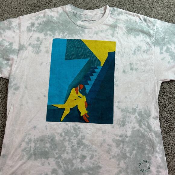 Desert Dreamer Reyna Noriega Shirt Womens One Size White Blue Tie Dye Ladies - Picture 3 of 9